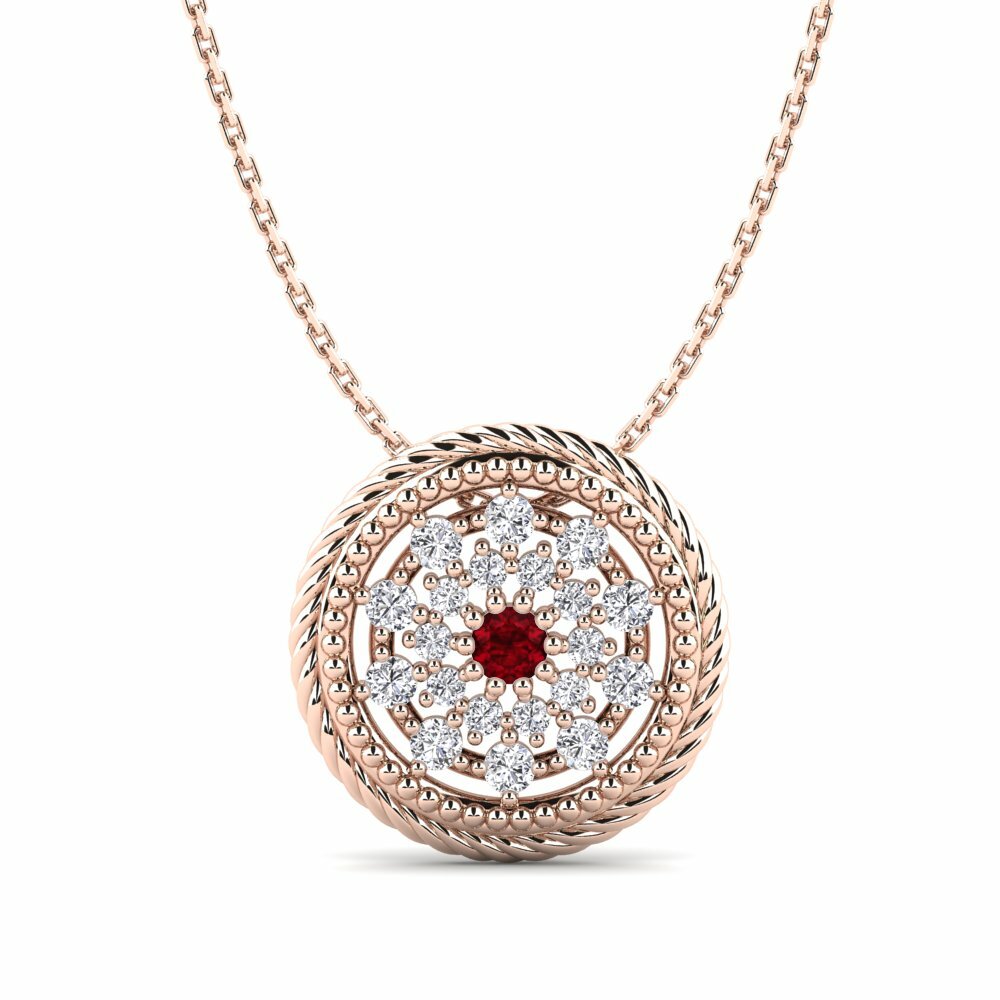 18ct Rose Gold Round Ruby Women's Pendant Marge