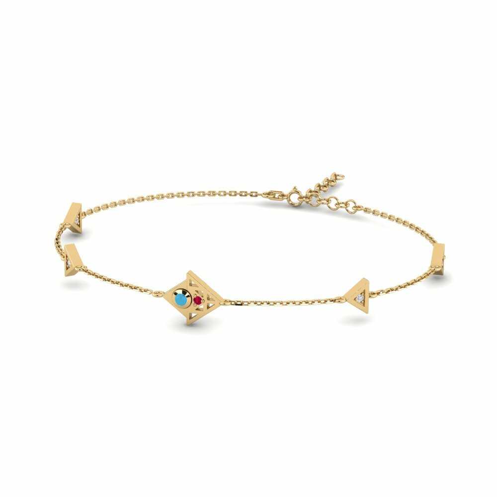 18ct Yellow Gold Round Ruby Women's Bracelet Briefing
