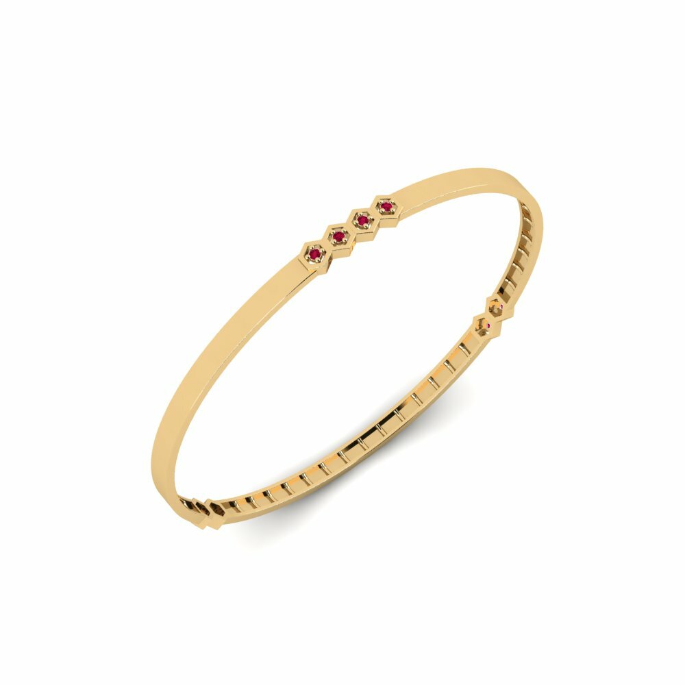 9ct Yellow Gold Round Ruby Women's Bangle Sostratou