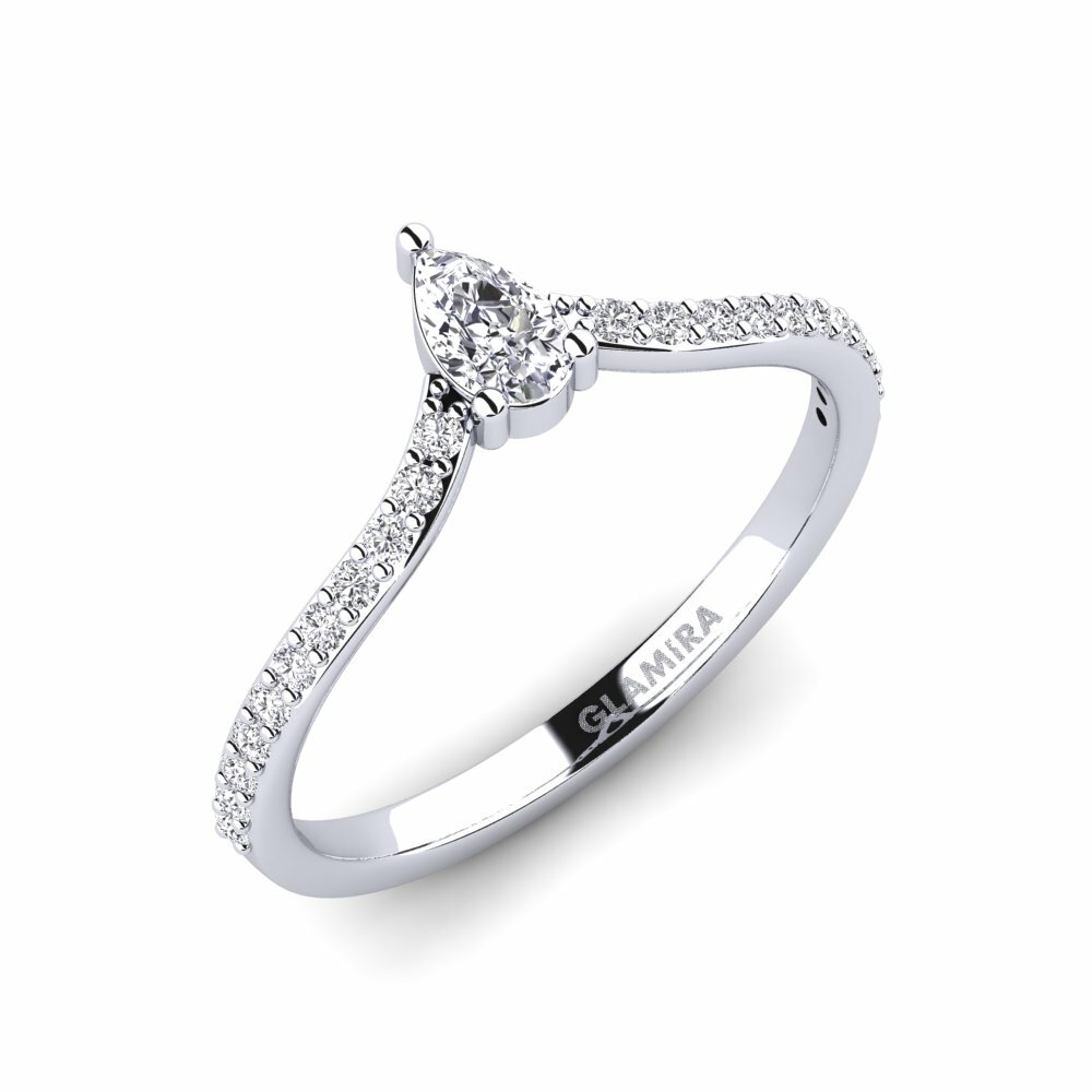 14ct White Gold Pear Diamond Engagement Ring Merint