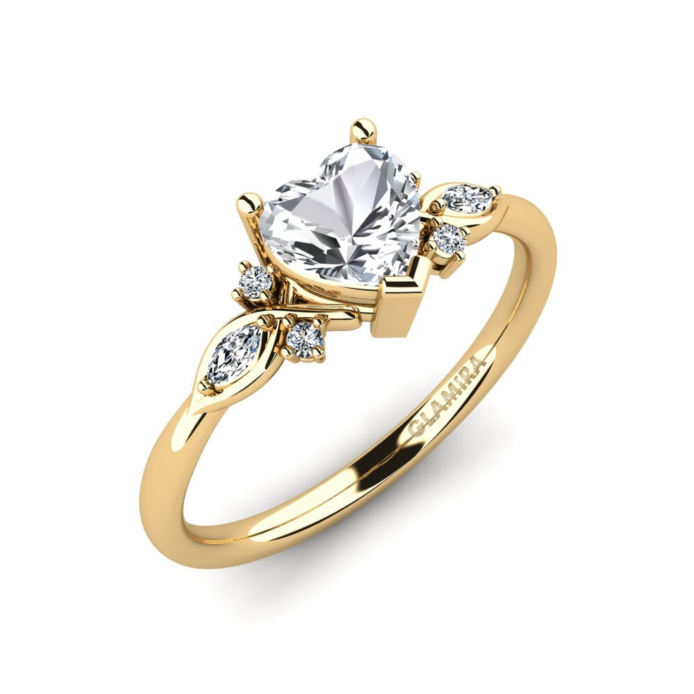 White Zircon Engagement Ring Gisu - Heart