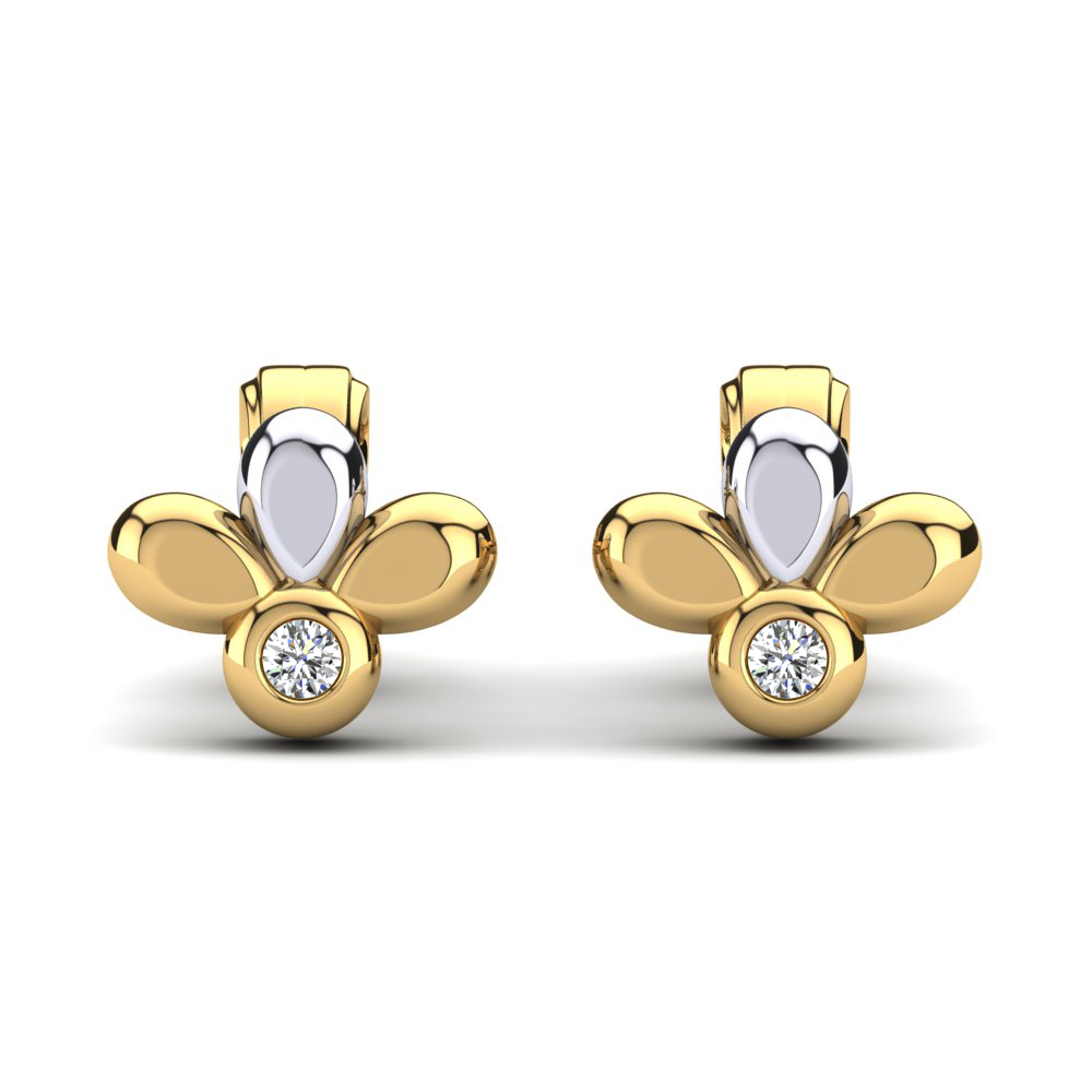 9ct Yellow & White Gold Kid's Earring Brynie