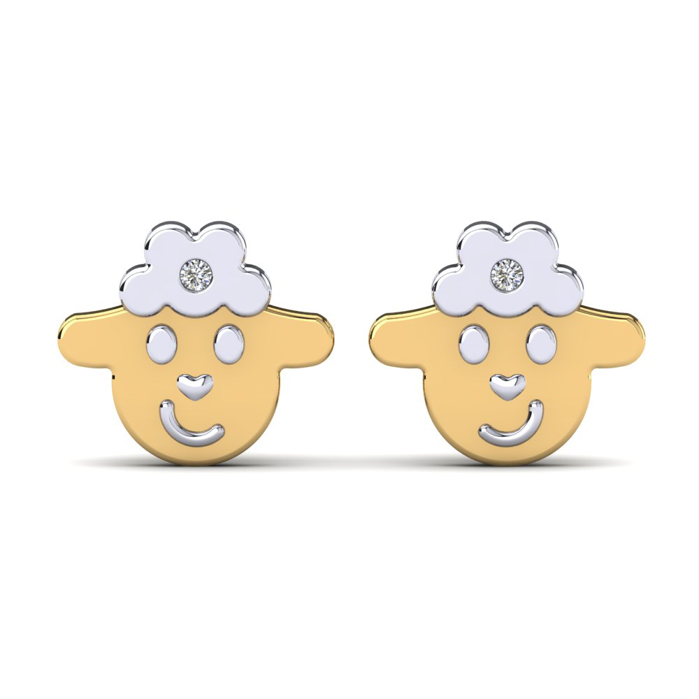 9ct Yellow & White Gold Kid's Earring Calus