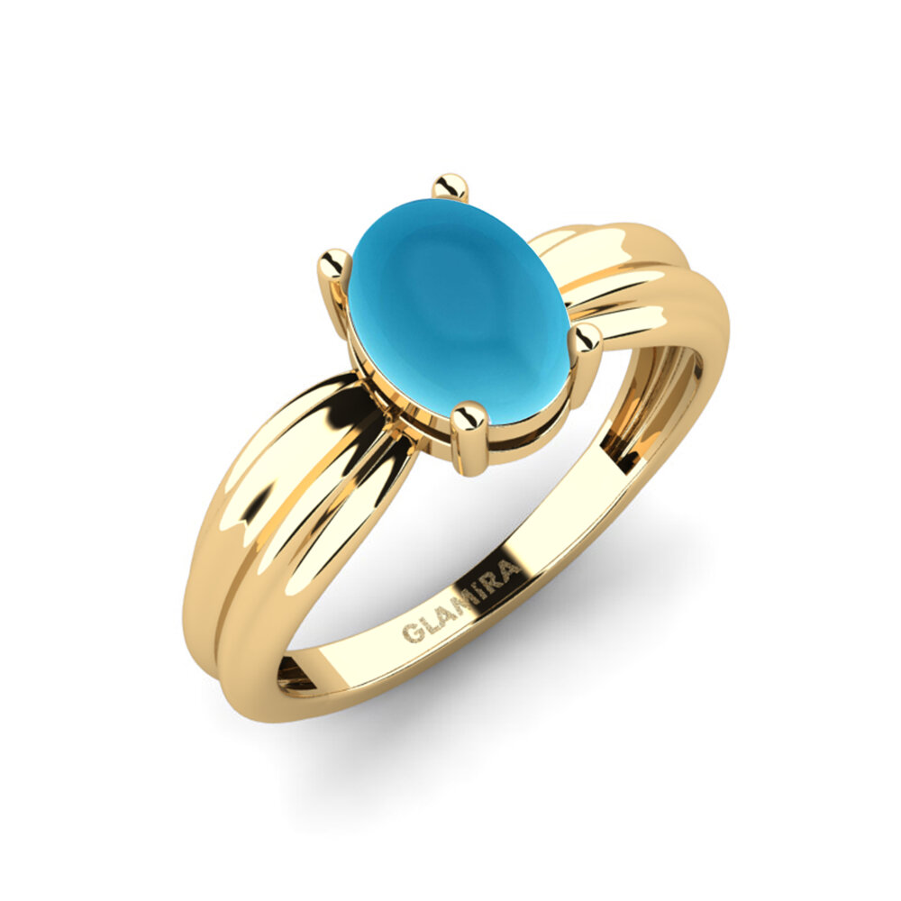 Cabochon Blue Topaz Engagement Ring Aduc - Cabochon Oval