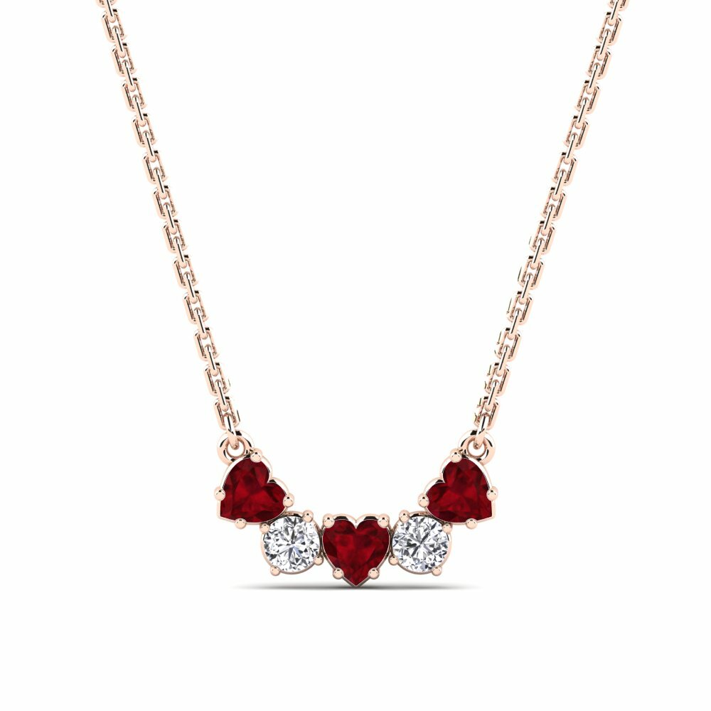 18ct Rose Gold Heart Ruby Women's Necklace Apurva