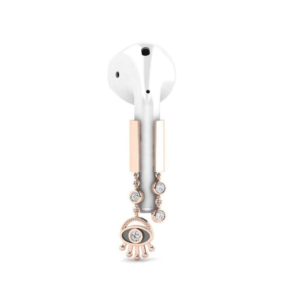 9ct Rose Gold with Black Rhodium Round Moissanite Airpods Avvio