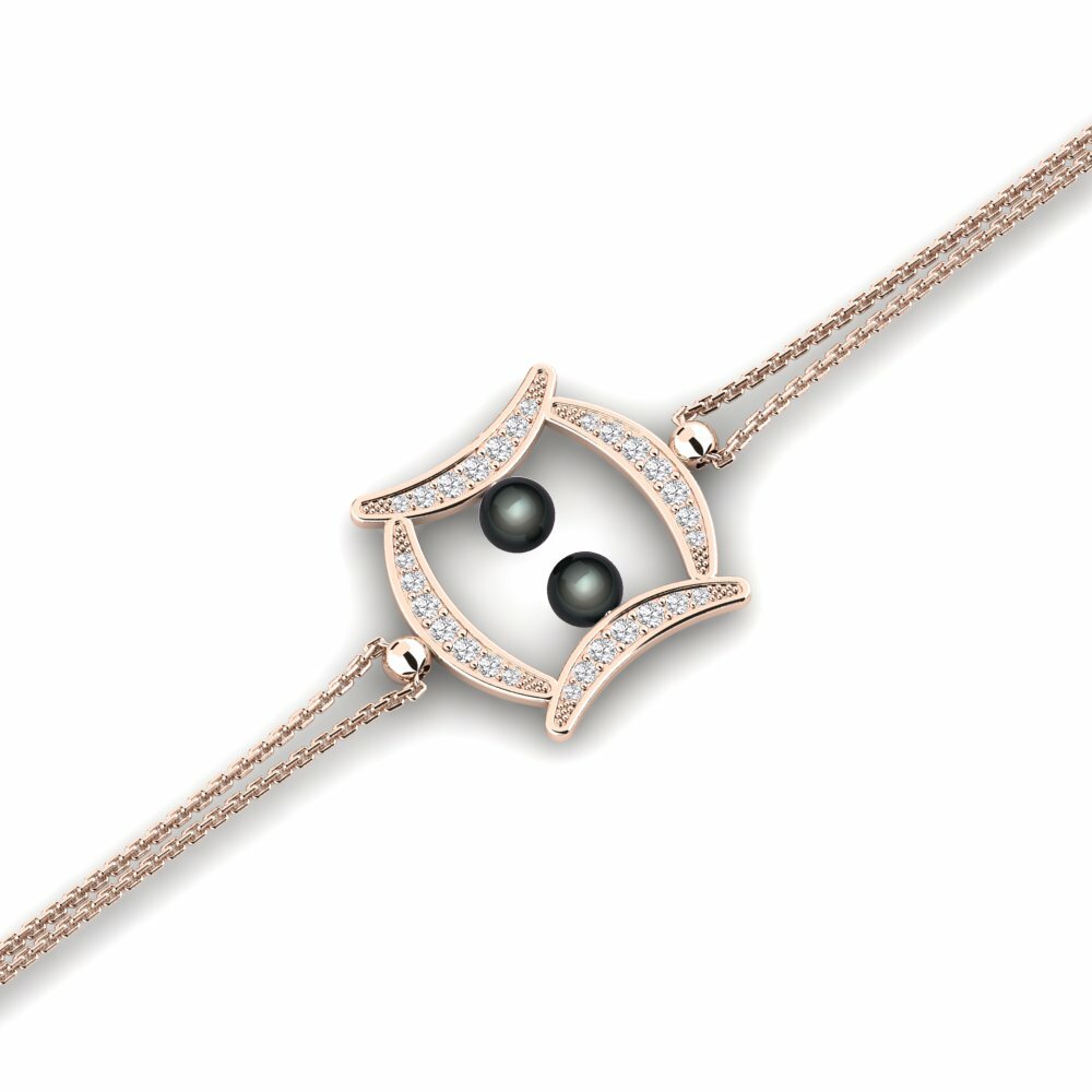 18ct Rose Gold Round White Sapphire Women's Bracelet Bissao