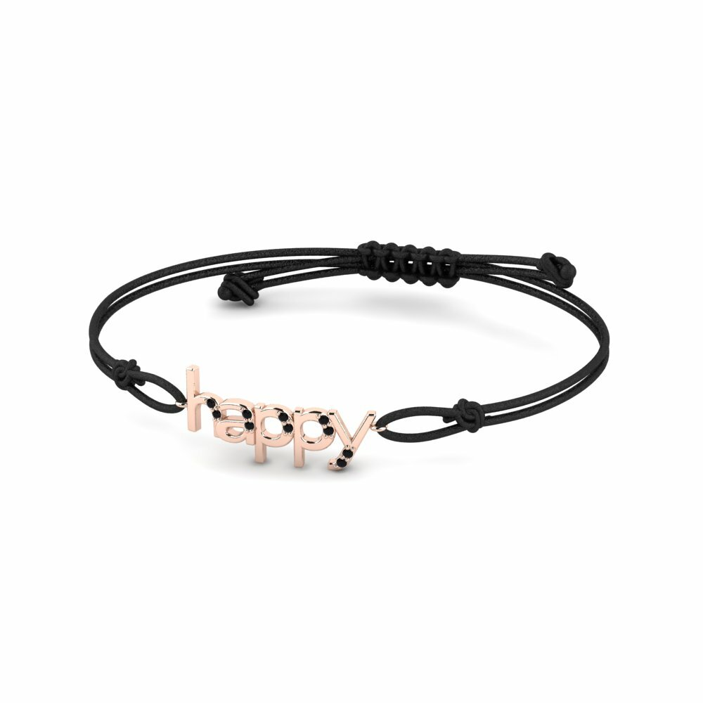 14ct Rose Gold Round Black Sapphire Cord Bracelet Chundha