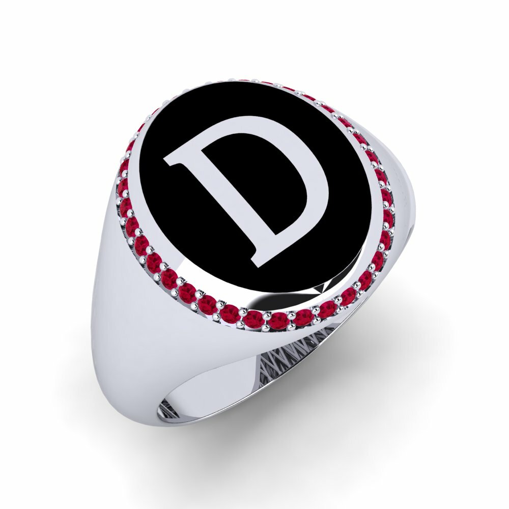 950 Platinum Round Ruby Men's Pinky Ring Frah - D