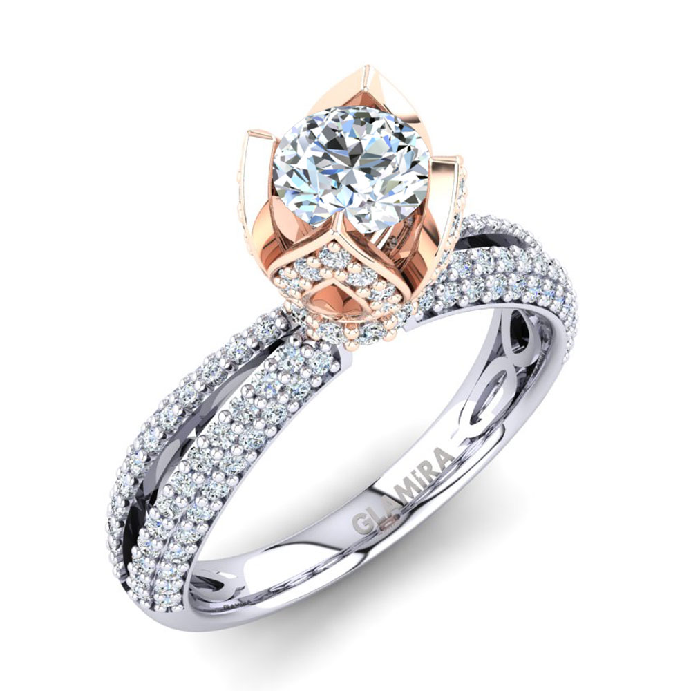 0.20 Carat Two Stone Diamond Engagement Ring - 10K White & Rose Gold, Size 7