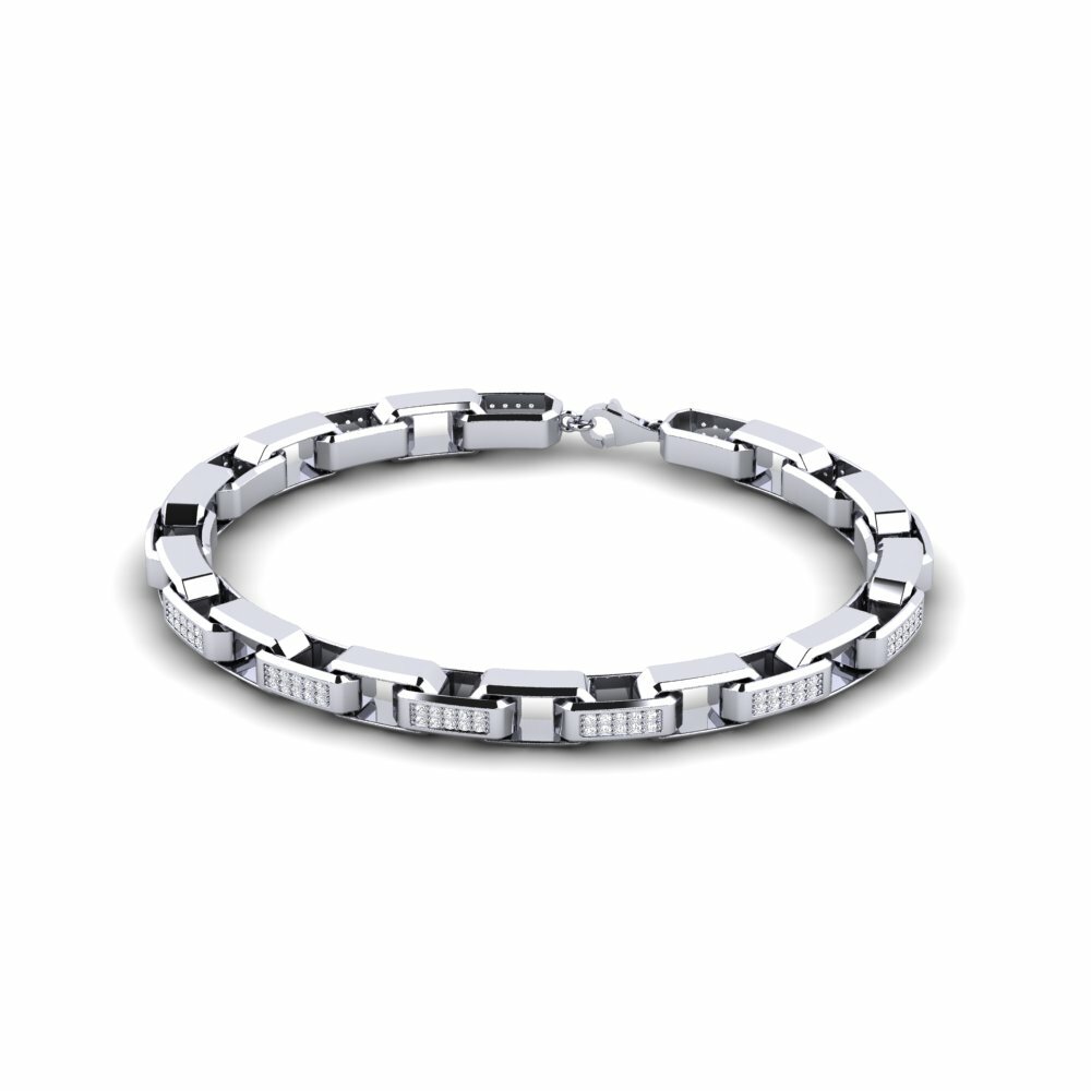925 Silver Round Zirconia Men's Bracelet Rouya