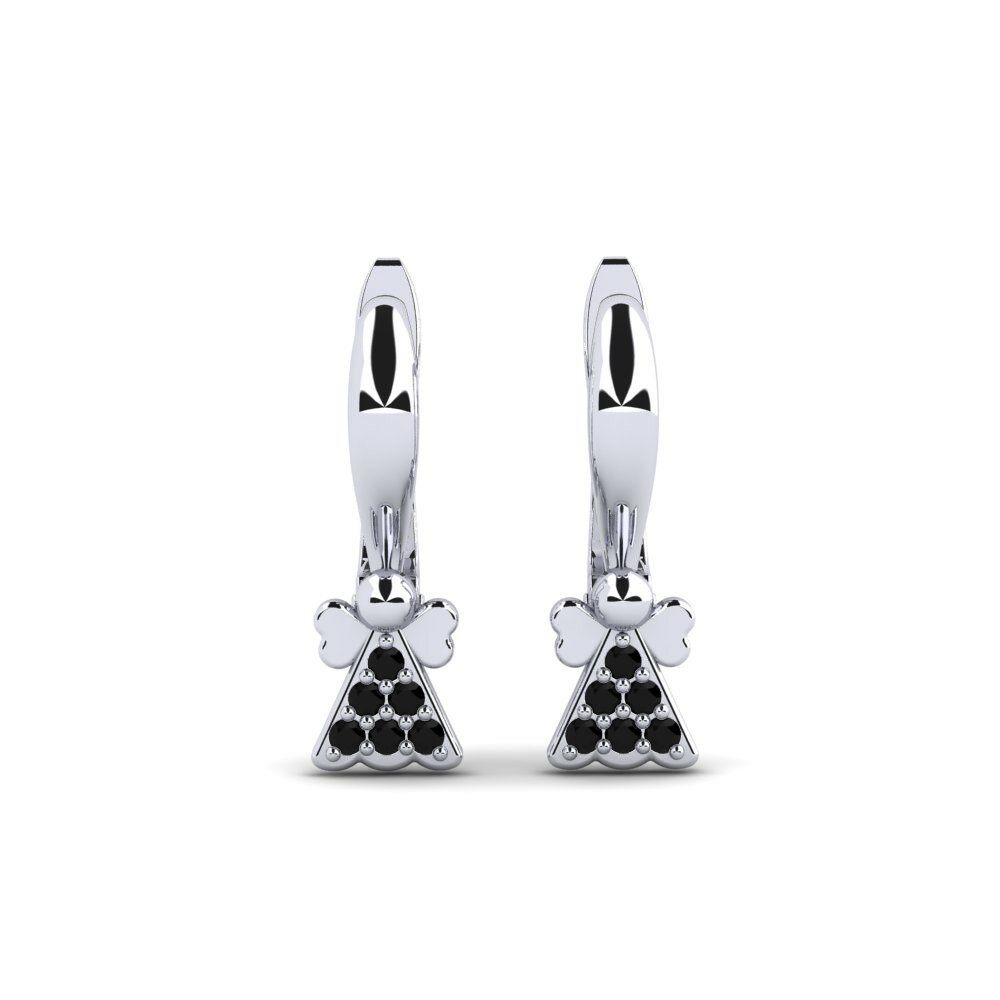9ct White Gold Round Black Diamond Kid's Earring Viragok