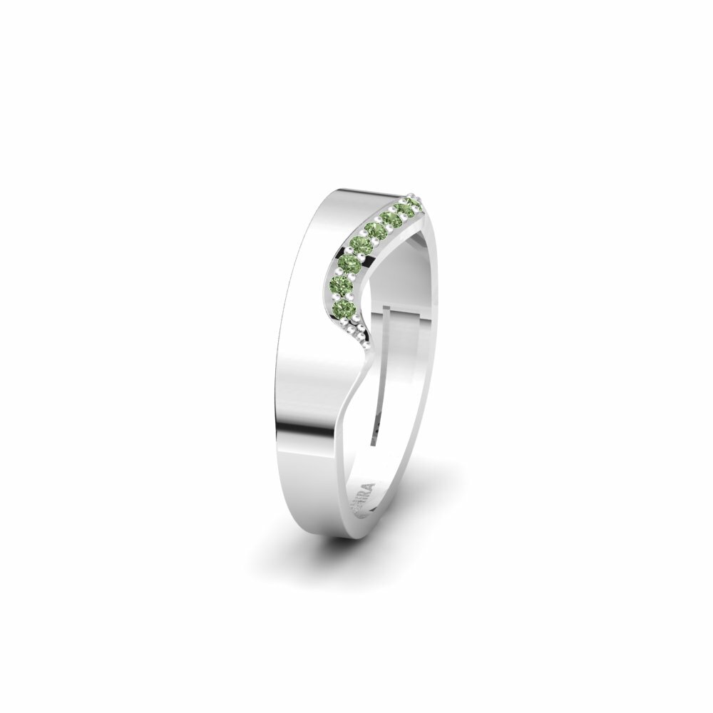 9ct White Gold Round Green Diamond Women's Wedding Ring Normalize